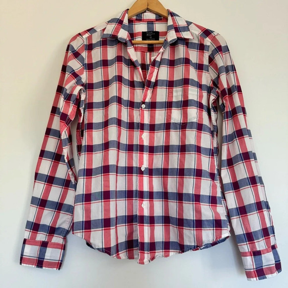 Frank & Eileen Red, White and blue plaid button up long sleeve cotton Size: S - Picture 1 of 5